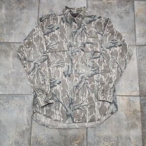 Vintage 90s Browning Men's Medium Mossy Oak Treestand Camo Button Up Shirt